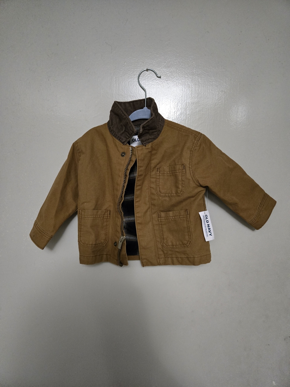 Old Navy Toddler Brown Canvas Jacket with Corduroy Collar
